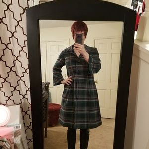 Plaid jacket 3/4 sleeve light peacoat